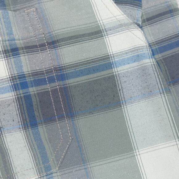 Kuhl Elixir Tapered Fit Short Sleeve Button Up Blue Green Plaid Shirt Mens L - Picture 14 of 16